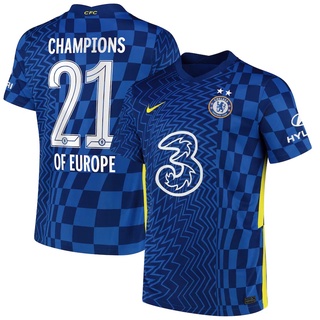 CHAMPIONS alta calidad 2021-2022 chelsea jersey de fútbol en casa jersey de fútbol jersey de entrenamiento camisa para hombres adultos campeones de europa 21 impresión