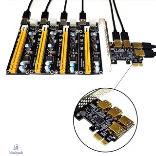 Nueva tarjeta adaptadora vertical PCIe de 4 puertos 1x PCI-E a 4 USB 3.0 PCI-E Rabbet GPU 【BLACKJACK】