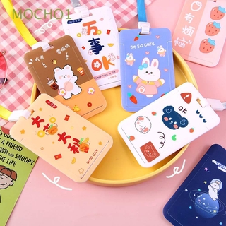 MOCHO1 Cute ID Badge Holder Office School Badge Case Card Holder with rope Bank Credit Card Ins style Name Tags Sliding Cover Work Card Card Bag Card Protective Cover