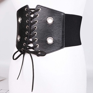 hengli12 wild vestido cummerbunds mujer cintura adelgazar cinturón elástico punk moda femenina remache imitación cuero ancho cinturón/multicolor (5)