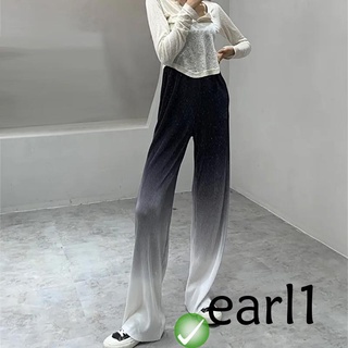 pb pantalones plisados de pierna ancha para mujer, casual cintura alta gradiente impresión suelta