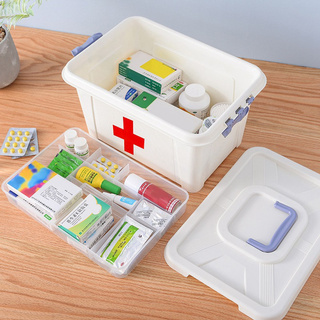 Kit de primeros auxilios portátil caja de almacenamiento de medicina multifuncional familia Kit de emergencia caja con mango medicina pecho - B (6)