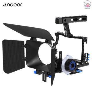 andoer c500 - videocámara de aleación de aluminio para cámara de vídeo, sistema de fabricación de películas con varilla de 15 mm, caja mate, agarre para panasonic gh4, reemplazo para sony a7s/a7/a7r/a7rii/a7sii