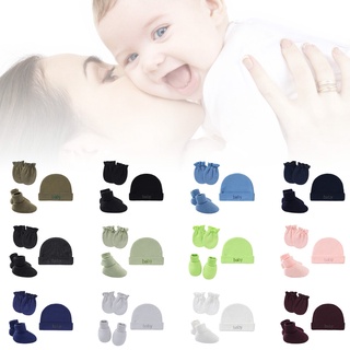 bebé recién nacido manoplas calcetines caliente gorra kit bebés antiarañazos guantes de algodón+sombrero+pie cubierta conjunto