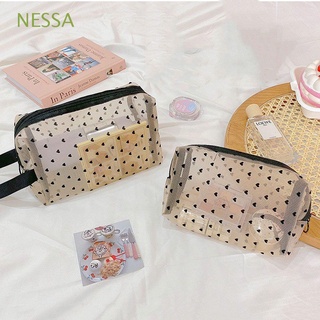 NESSA Simple Cosmetic Bag Portable Makeup Storage Bag Toiletry Bag Travel Transparent PVC Zipper Large Capacity Handbags Beauty Case
