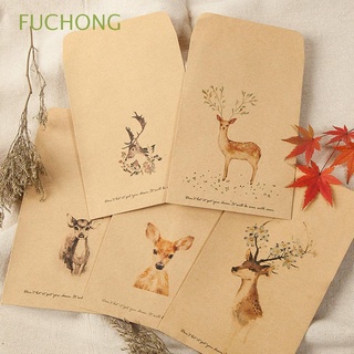 fuchong diy sobre romántico tarjeta de regalo kraft papel amor carta 10pcs hechos a mano ciervo vintage papel sobres (1)
