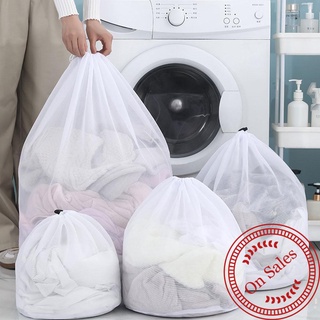 grandes bolsas de red de lavado duradera de malla fina bolsa de lavandería con cierre para ropa grande con cordón con y9x6