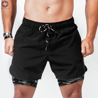 Pantalones cortos para hombre Fitness gimnasio entrenamiento deportivo entrenamiento correr compresión forro pantalones cortos (5)