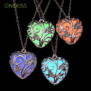 ONEKISS Moda Hollow Heart Pendant De Aleacion Luminoso Collar Diamantes de imitacion Joyas Mujeres Brillan en la oscuridad Hada magica Medallón/Multicolor