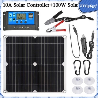 Solar Panel Kit 100 Watt Monocrystalline Off Grid System for Homes RV Boat + 18V/5V Solar Charge Controller + Solar