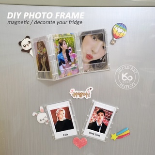 [diy Assemble marco de fotos]Mini marco de fotos magnético K-pop estrellas Photocard Polaroid transparente acrílico pantalla marco de imagen decoración de escritorio