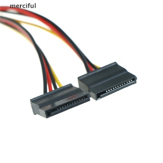 Merciful 2pcs SATA Power Cable Splitter 4 pin to Serial 15 pin Y Hard Drive Cables 18CM MX
