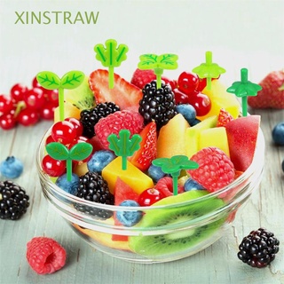 XINSTRAW Leaves Fruit Fork Lunch Fruit Toothpick Cake Picks For Kids Mini Sushi Accessories Cake Supplies Salad Decoration Plastic Stick
