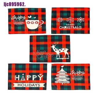 [L] Mantel individual de navidad de 44 x 30 cm, mantel de cuadros impreso mantel de navidad (1)