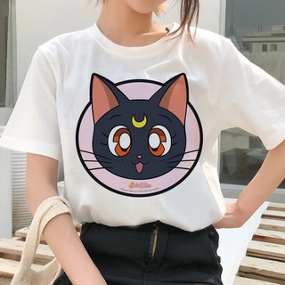 Sailor Moon Harajuku ropa marinero luna divertido camiseta 90S lindo Ulzzang de dibujos animados gato camiseta tops