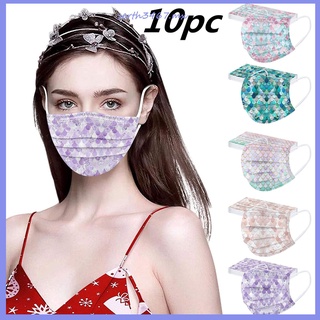 （serth3467.mx）10PC Colorful Print Masks for Protection Face Mask Disposable Earloop Mask