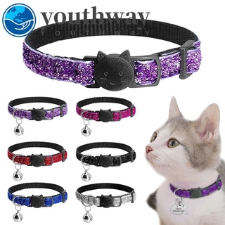collares de gato ajustables youthway hebilla colgante campana collar perro suministros mascotas cachorro trenza lentejuelas gato accesorios collar/multicolor