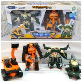Tobot Toy 2 en 1 helicóptero y excavadora - Transformers Robot Transformers juguetes para niños
