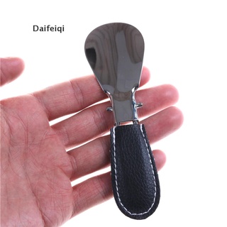 Daifeiqi 12*3.5cm Shoe Horn Stainless Steel Foldable PU Leather Handle Durable Shoehorn MX