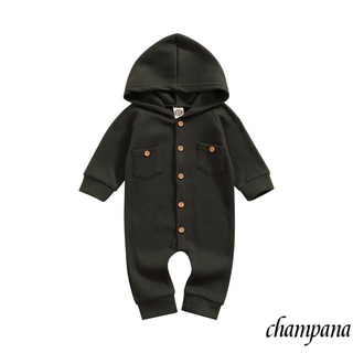 ♥Su❥Mono con capucha para gofres recién nacidos, Casual de Color sólido, manga larga, con bolsillos