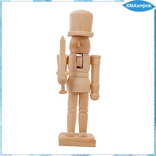 [xmaxmjmk] Wood Nutcracker Figurines, Mini 20.5cm/8.07in Soldier Doll Unpainted, Unfinished Wood Nutcracker for New Year Gift