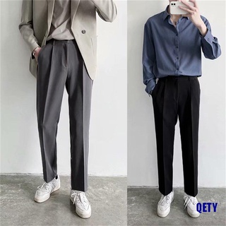 (QETY) hombres Casual pantalones cremallera traje pantalones pantalones Harajuku Simple coreano holgado elástico estudiantes más el tamaño