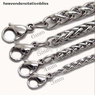 he4mx 3/4/5/6 mm collar de cadena trenzada de trigo de acero inoxidable de plata para hombre martijn