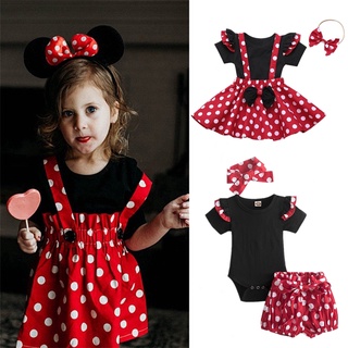 Dress Baby Girl New Summer Children's Clothing Minnie Dots Short T-shirt + Bow Skirt 2pcs suit 1 3 5 years (1)