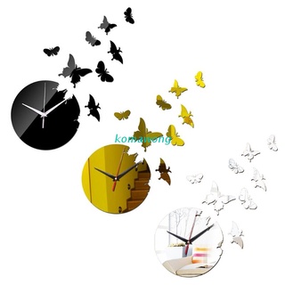 KOMA Europe Style DIY 3D Mirror Acrylic Wall Clock Sticker Watch Butterfly Decor Living Room Bedroom Decoration