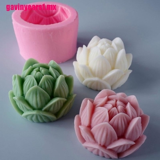 [gvmx] molde de silicona para velas de aromaterapia 3d, diseño de flor de loto, jabón, silicona, bricolaje