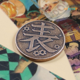 ah_ Anime Demon Slayer - colección de monedas de Metal de doble cara para tallar 3D