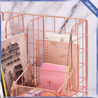 [xmftdqvo] organizador de escritorio de oro rosa, 2 ranuras verticales para carpetas de archivos, accesorios de escritorio, suministros de escritorio para oficina (4)