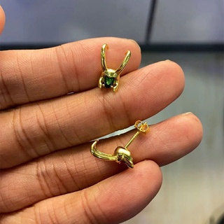 [jj] nuevos pendientes elegantes de metal de color dorado verde de cristal artificial con forma de casco loki para mujer (9)