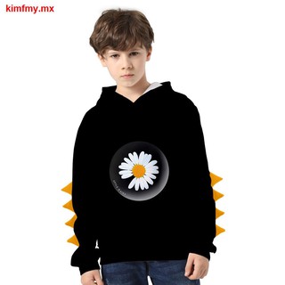2021 Men s and Women s Children s Dinosaur Sweatshirt Little Daisy Digital Color Printing Plus Velvet Hooded Sweatshirt (1)