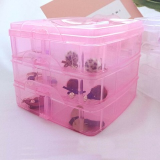caja de almacenamiento de 15 x 15 x 12,5 cm transparente artesanía joyería organizador caso de plástico (3)