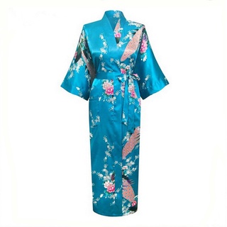 Batas de seda de rayón rosa chino para mujer, camisones largos y sexis, Kimono Yukata, bata de baño, ropa de dormir de talla grande S M L XL XXL XXXL A-030