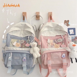 🔥Stock listo🔥Mochila escolar mujer estudiantes versión de estilo antiguo estudiantes de secundaria harajuku simple y versátil mochila de viaje