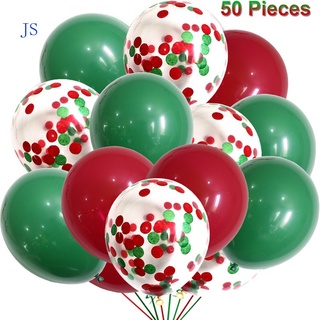 Js 50 pzs globos de color navideño de 12 pulgadas confeti