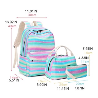ghulons 3pcs mochila escolar para adolescentes niñas portátil daypack niños bookbag con bolsa de almuerzo estuche lápiz (2)