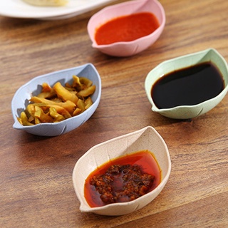 Creativo hoja forma de trigo paja condimento plato salsa vinagre Mini placa herramienta (7)