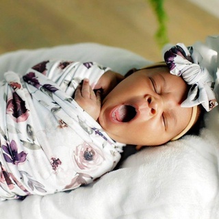 LON 2 Unids/Set Bebé Recién Nacido Recibiendo Manta Diadema Conjunto De Envoltura Floral Para Bebés (4)