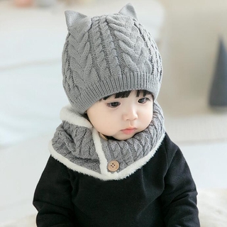 bebé lindo sombrero otoño invierno caliente redondo gorra bufanda conjunto