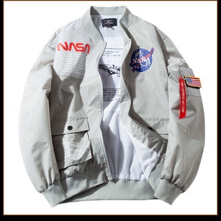 Primavera Moda NASA Astronauta Aviación Hombres Bomber Chamarra Ins Occidental Americano De Manga Larga Abrigo Jaket sfHO