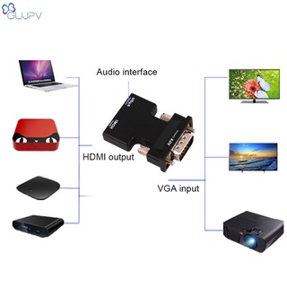 Soporte Adaptador/convertidor hembra gu De Vga Macho con audio 1080p salida De señal Hdmi-Compatible