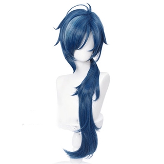 Genshin Impact Kaeya Cosplay hombres 80cm largo tinta azul Peluca Cosplay disfraz resistente al calor pelo sintético Peluca Anime pelucas