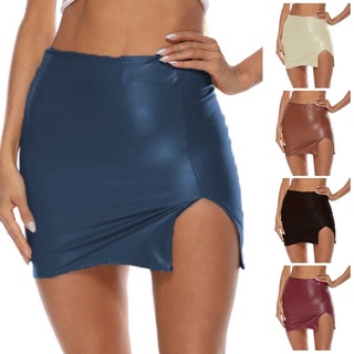 Mini falda de piel sintética para mujer Bodycon alta cintura S~ XL