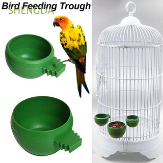 SHENGDA Plástico Productos Para Mascotas Tazón De Alimentos Verde Taza De Suministro De Pájaros Pájaro Loro Jaula Aviario Alimentador De Agua Redondo Alimentación