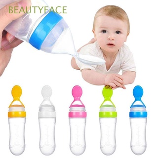 beautyface biberón de alimentación para bebé de 90 ml con cuchara de alimentos alimentador de arroz nueva moda de silicona exprimir botella de leche de seguridad/multicolor