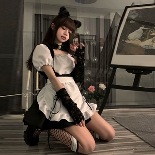 Maids cosplay Maid traje uniforme traje diario Lolita burbuja manga vestido