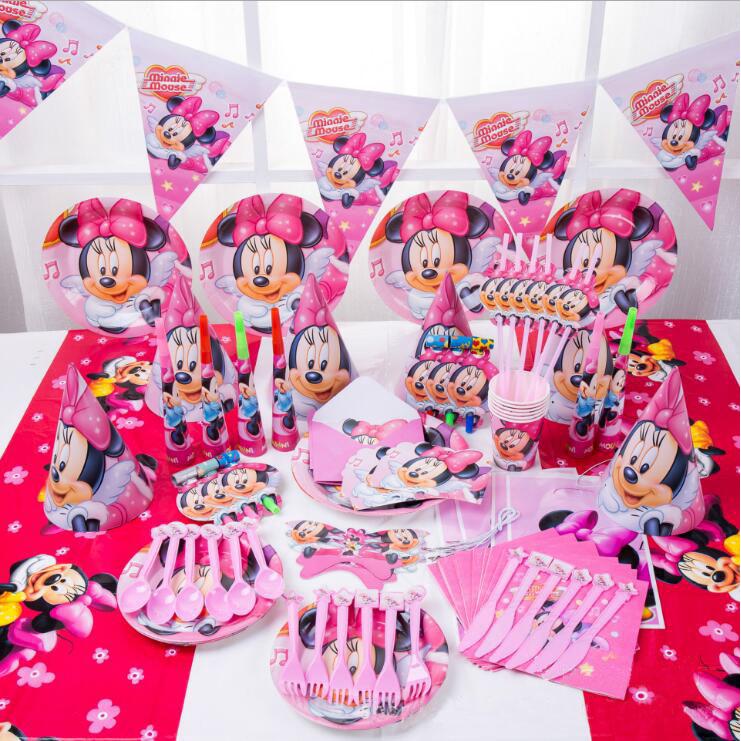 minnie mouse decoraciones de cumpleaños para niños suministros de fiesta vajilla conjunto de dibujos animados (1)
